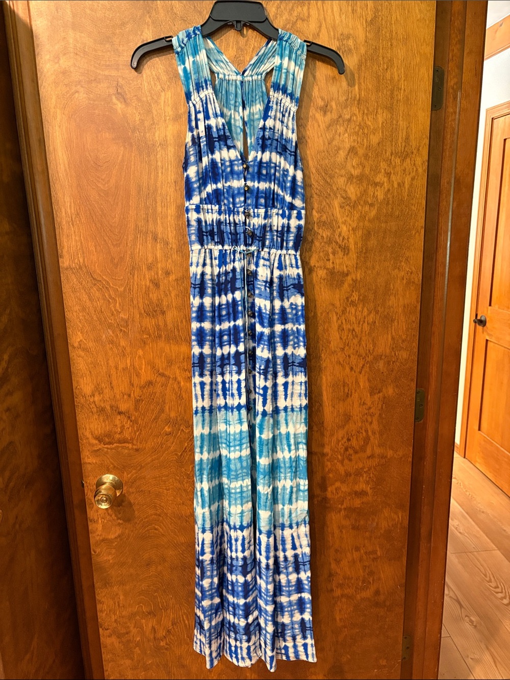 Plenty by Tracy Reese Girls Blue & White Tie-Dye Sleeveless Maxi Dress
